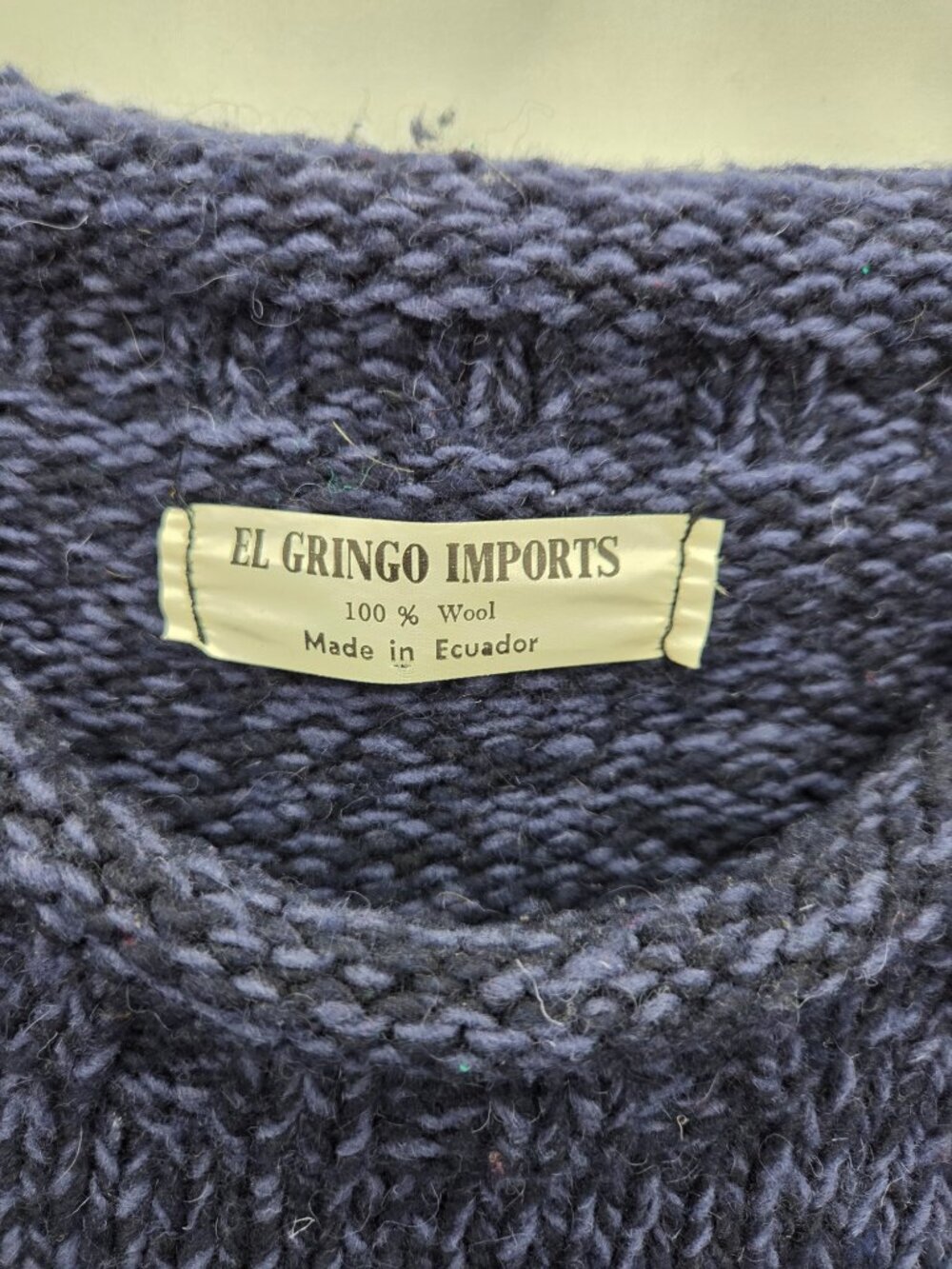 Vintage Heavyweight Chunky Wool Knit Sweater - Navy Blue(s) Multi-Tone - L - Picture 4 of 7